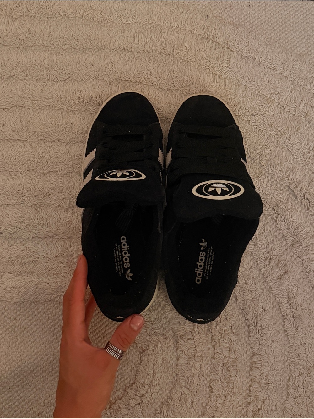 adidas Kids Black Sneakers with White Stripes